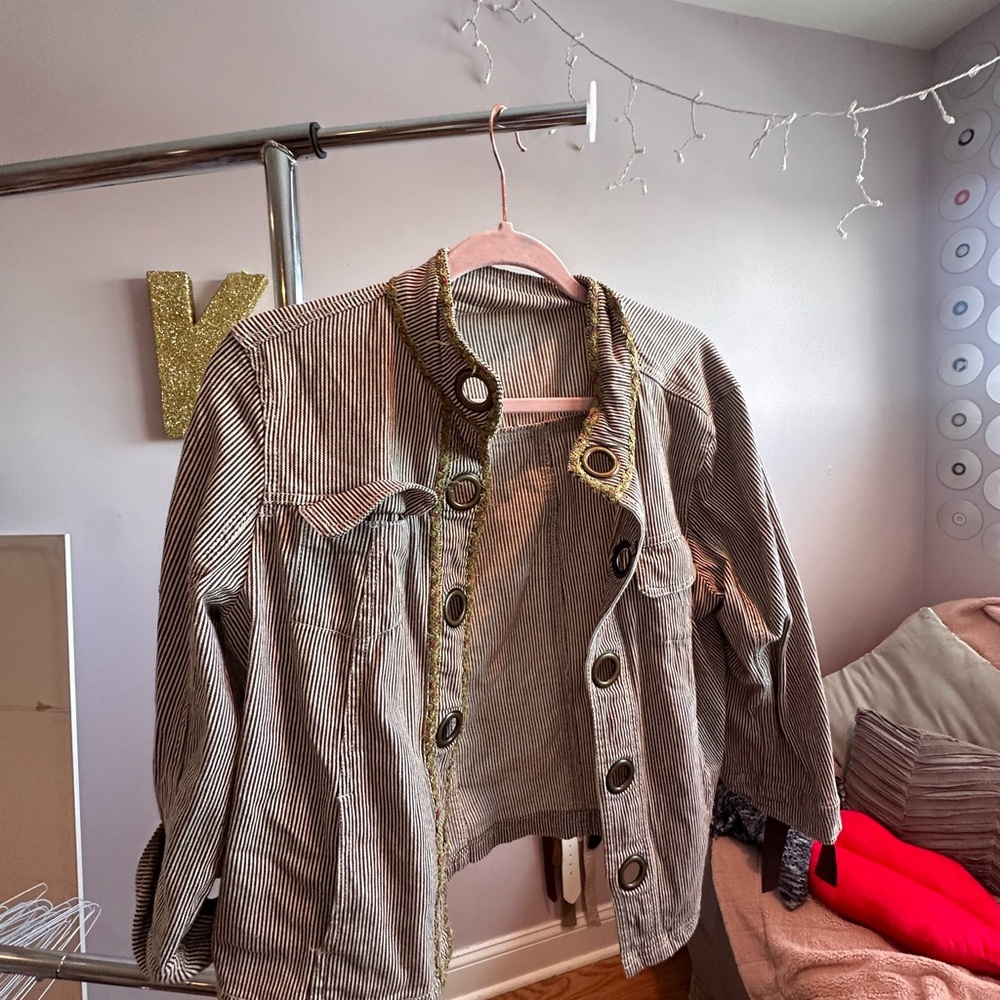 Chic Striped Button-Up Jacket